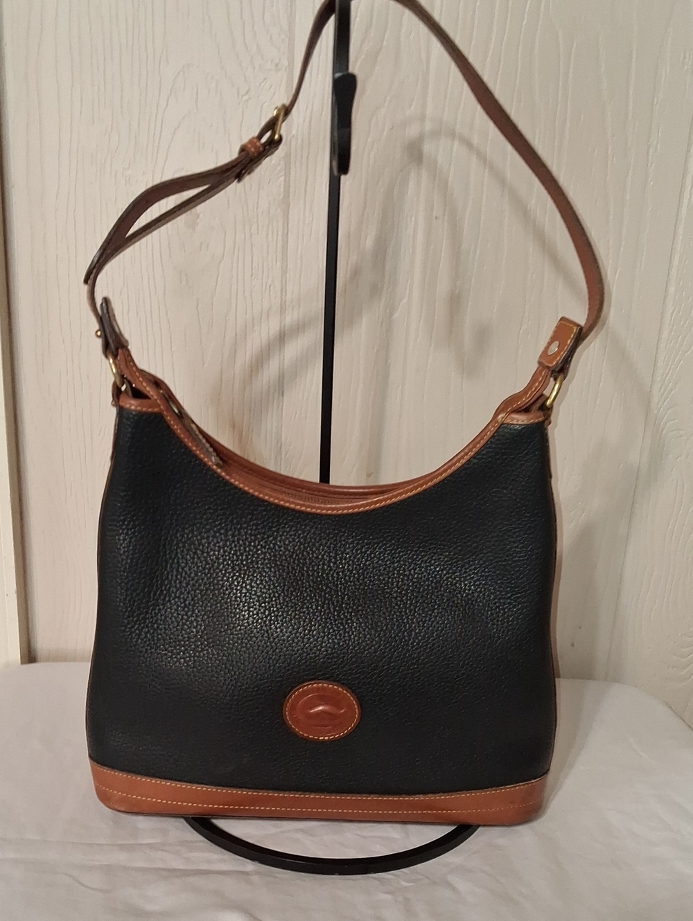 Dooney and Bourke Black and Brown Leather Shoulder Bag